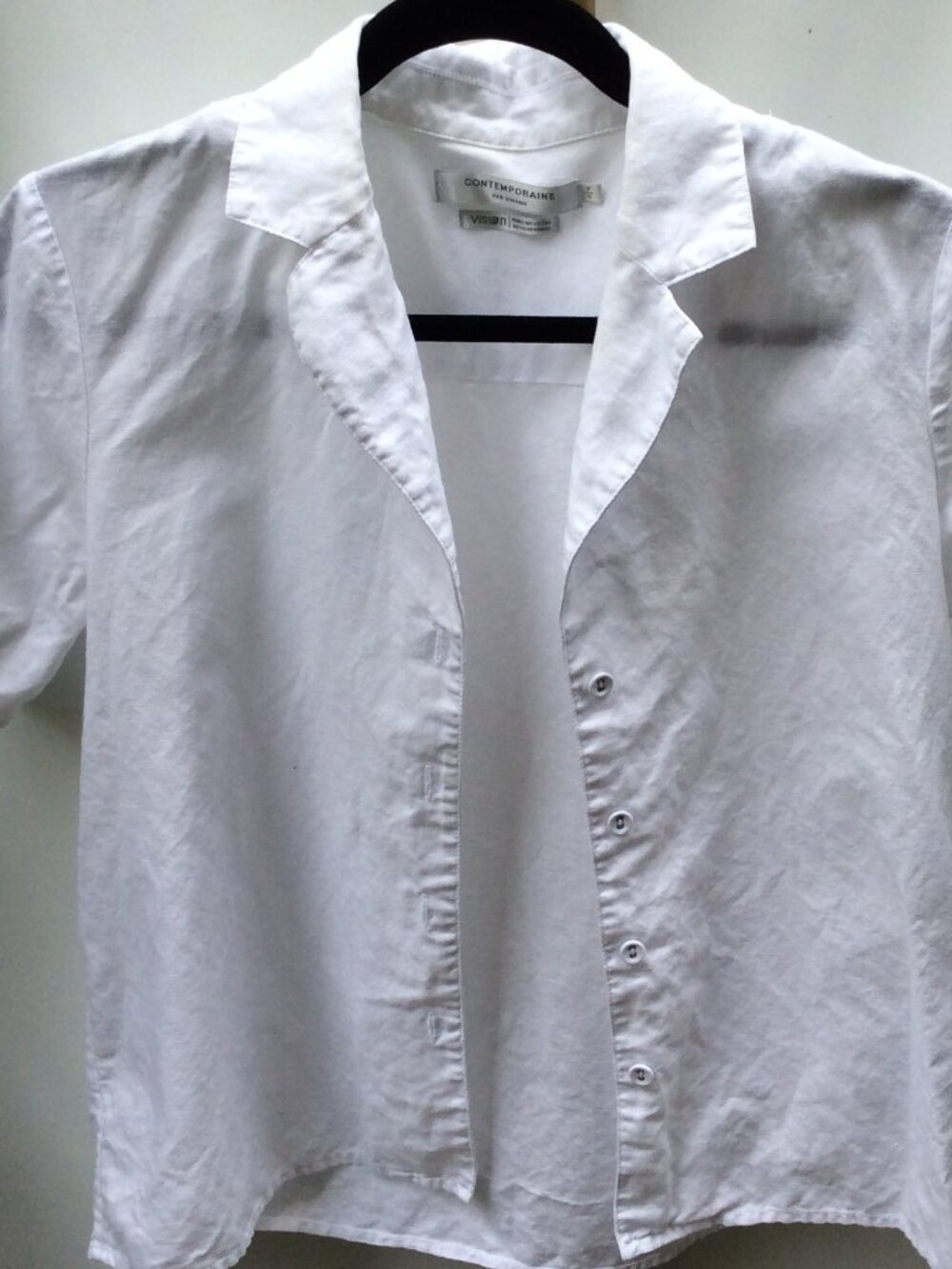 Linen Blend Contemporaine Simons Short Sleeve Resort Collar Blouse - P/S